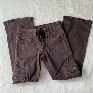 Arizona Jean Co Cargo Pants‎ Flare Brown Size 7 Slim Y2K Utility